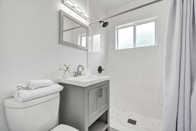 Second bathroom with a walk-in shower and window