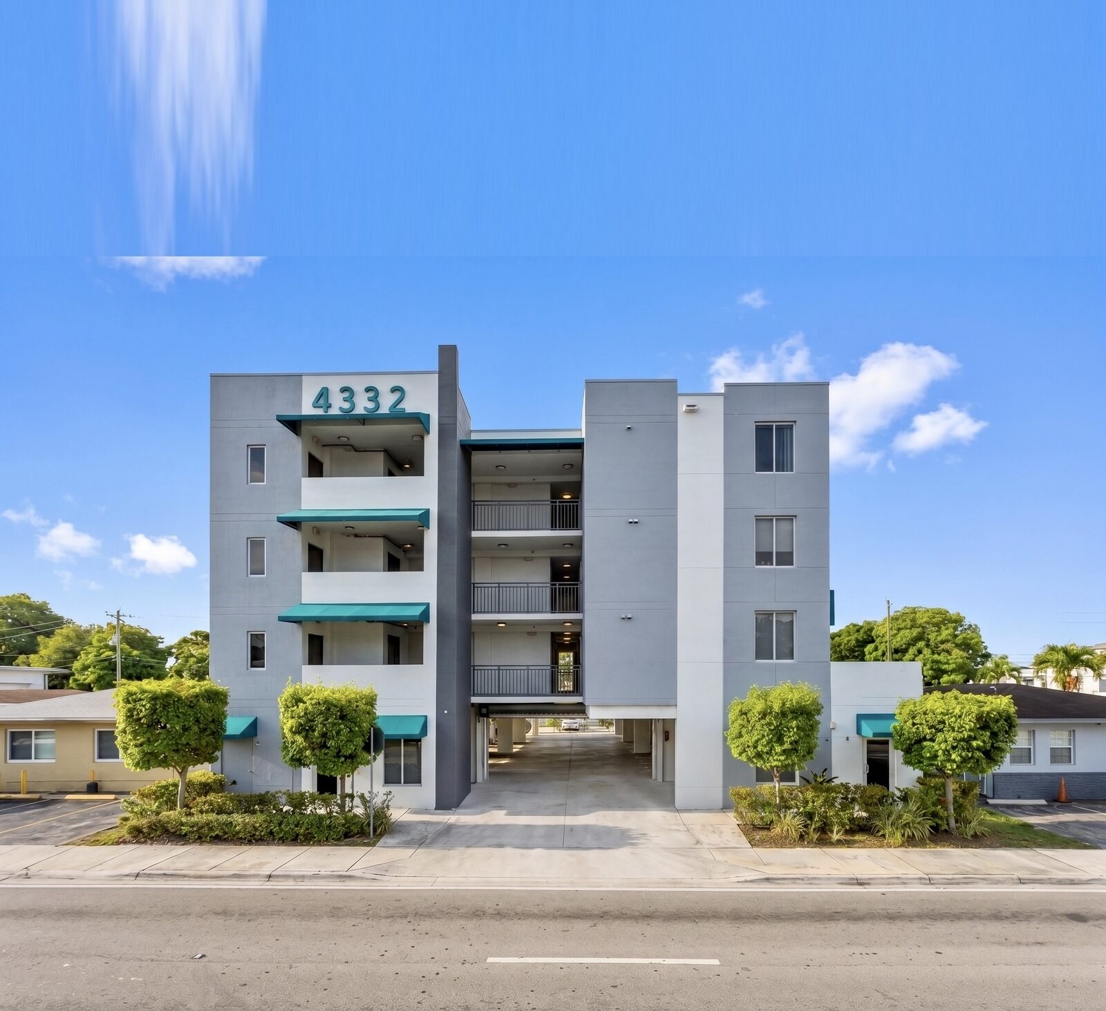 Street view of the 2017-built ten-unit apartment building at 4332 W Flagler Street, Miami