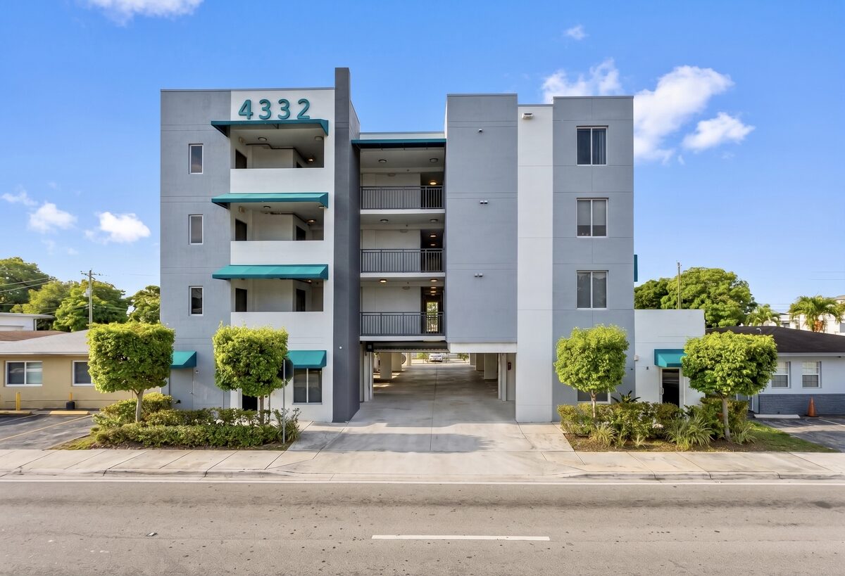 Street view of the 2017-built ten-unit apartment building at 4332 W Flagler Street, Miami