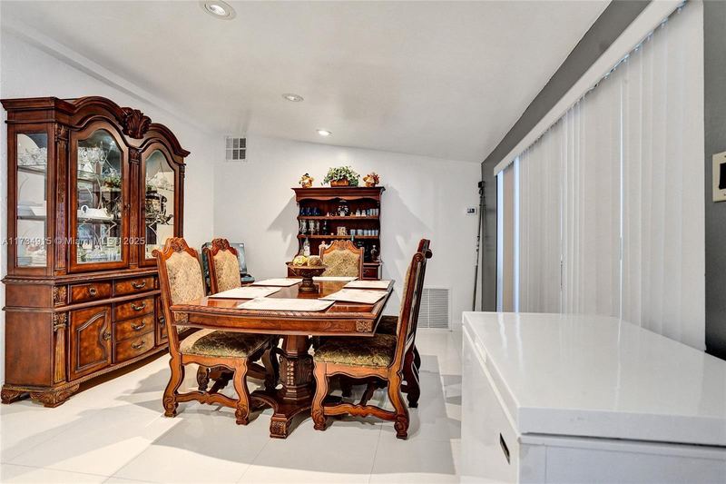 Dining area with a china cabinet
