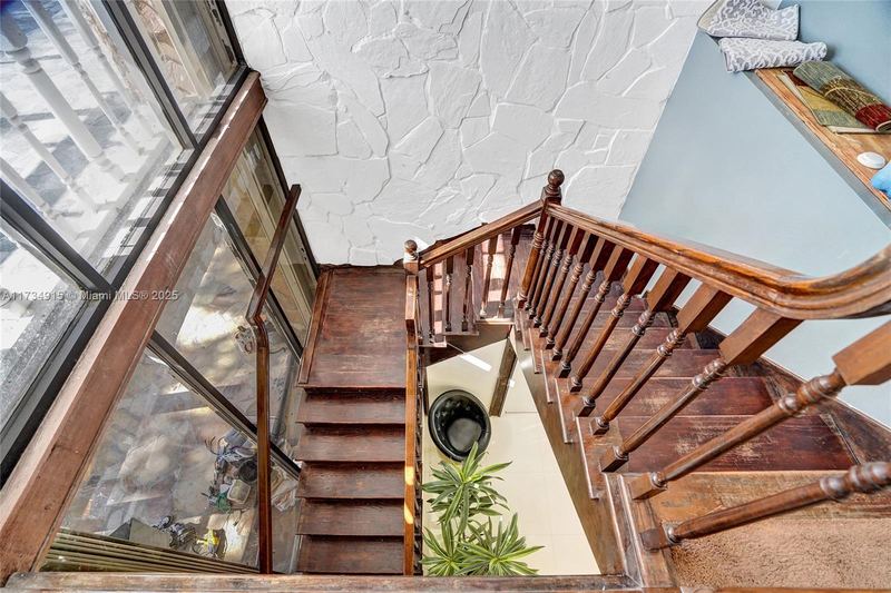 Staircase seen from the upper floor