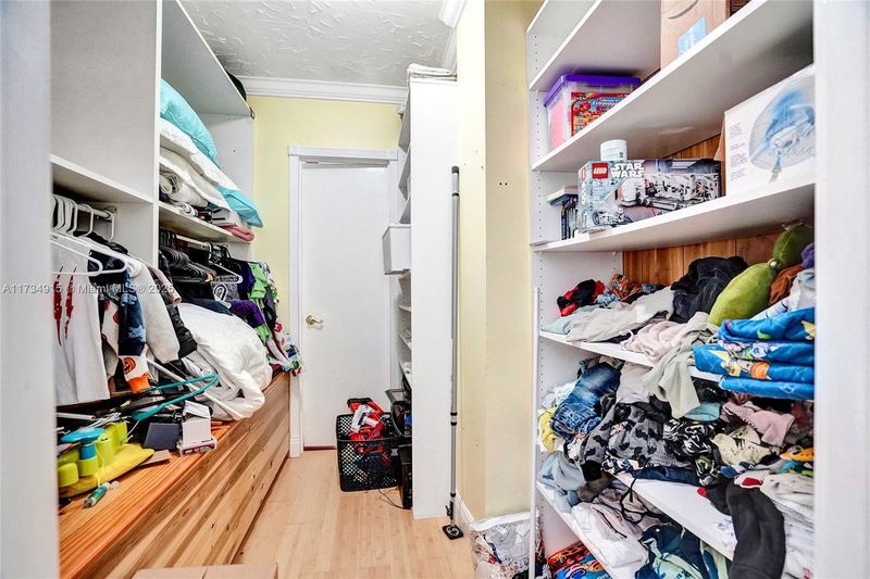 Walk-in closet with built-in shelving