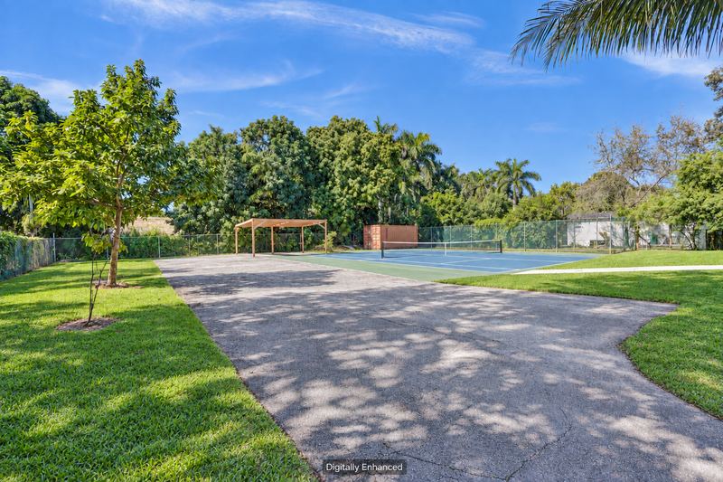 Driveway leading to the tennis court, digitally enhanced