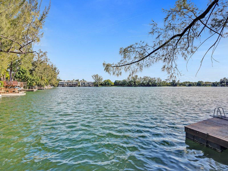 Panoramic lake view with the private dock at 4863 SW 71st Place, Miami