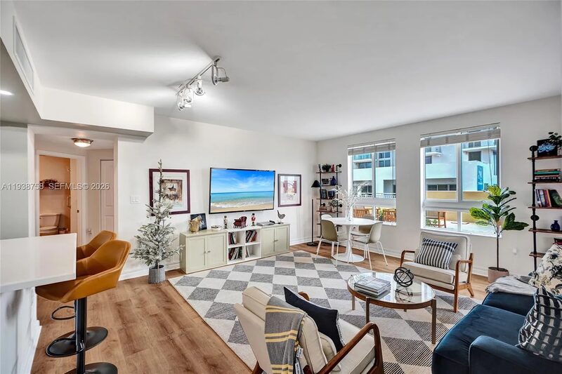 Living area at 7350 SW 89th St, Unit 911S, Toscano Condo, Miami