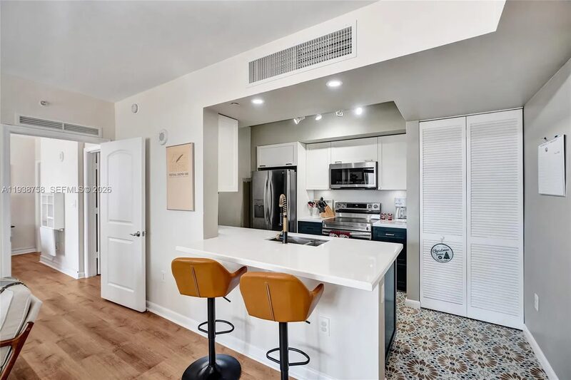 Kitchen detail at 7350 SW 89th St, Unit 911S, Toscano Condo, Miami