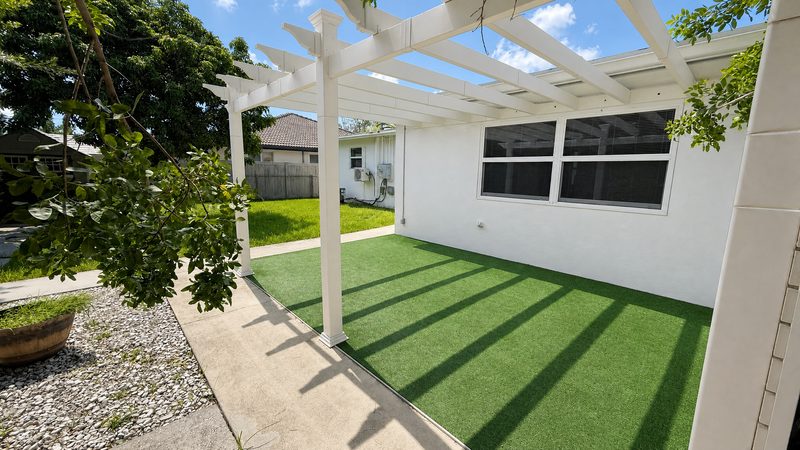 Backyard pergola over turf at 8225 SW 44th Street, Miami